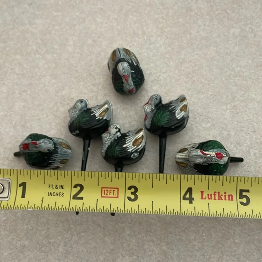 $9 Bundled 🦃 Cupcake Cake Toppers 6 Turkey Picks VTG 70s Thanksgiving 3D Decor